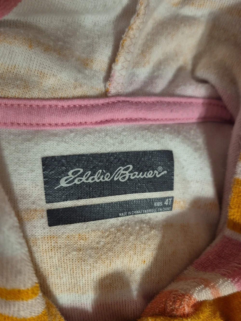 Eddie Bauer Pink, Yellow & White Striped Hooded Beach Cover Up Dress.